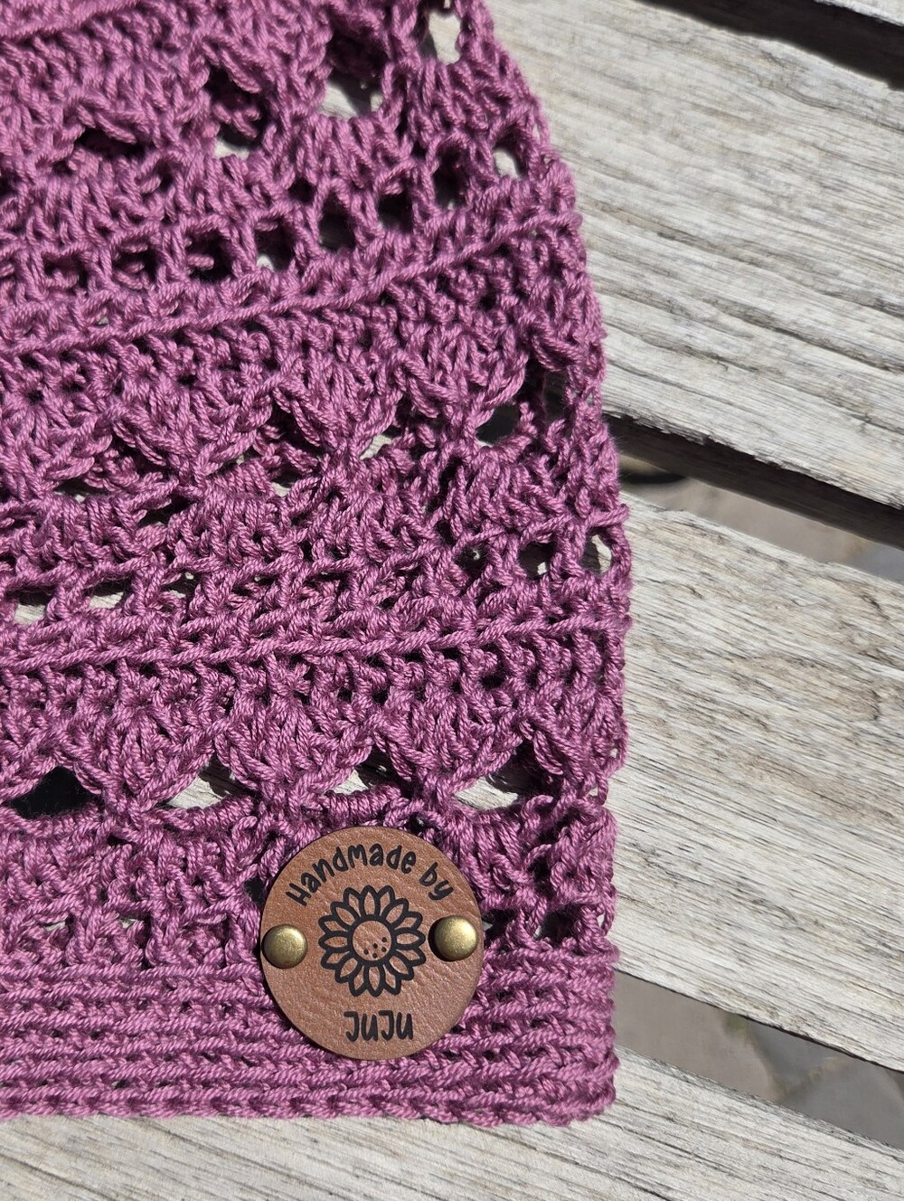 Artisan Handmade Extra-Lightweight Cotton Blend Crochet Lacey Boho Slouch Beanie - Picture 4 of 9